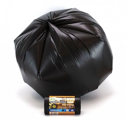 Мешки для мусора 30 л, 20 мкм, черные, ПСД, прочные (в рулоне 30 штук, 50х60 см) - Вид 2